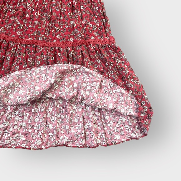 Max Studio Red Rust Floral Boho Hippie Midi Dress - Picture 6 of 6